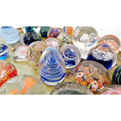 70 - Collection of coloured glass paperweights incl. Medina