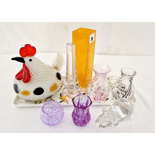 76 - Various coloured glassware incl. Caithness vase etc