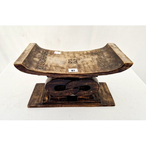 87 - Hardwood carved prayer stool