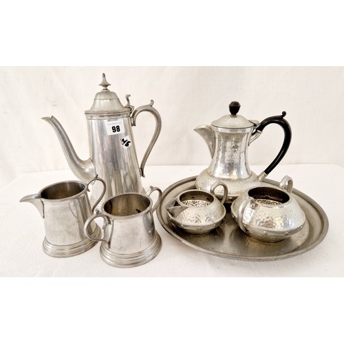 98 - Sheffield Craftsman pewter tea service etc