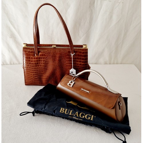 111 - Garfield vintage crocodile skin handbag and Bulaggi evening bag, as new