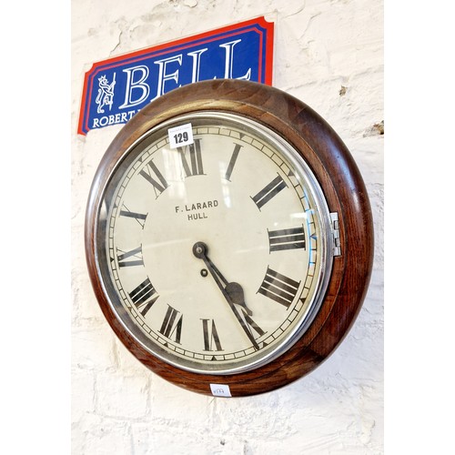 129 - Mahogany cased dial clock by F Allard Hull