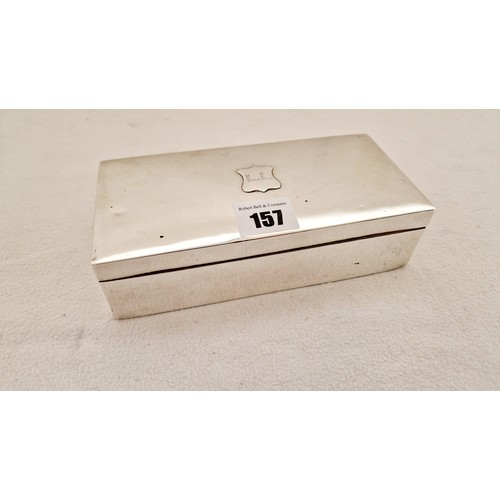 157 - A London 1885 silver cigarette box, with two section cedar lined interior, monogrammed L.L. to the l... 