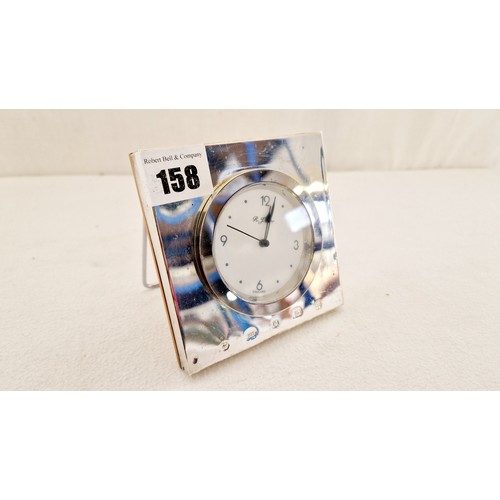 158 - A R.J. Carr travel clock, with Sheffield 2003 sterling silver case and wooden back