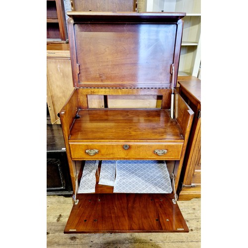 259 - Reproduction walnut cabinet with dummy drawers, central drawers and lower fall front cupboard