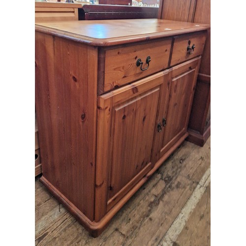 269 - Modern pine side cabinet with 2 drawers over cupboard base