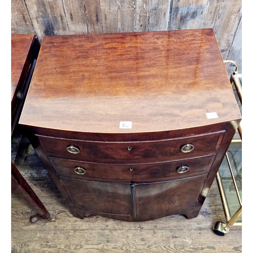 272 - Early 20th century bow fronted side cabinet with 2 drawers over cupboard base