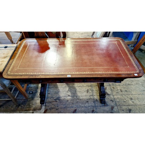 277 - Victorian mahogany rectangular centre table with 2 frieze drawers and 2 corresponding dummy drawers ... 