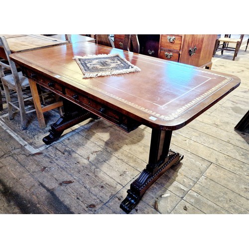 277 - Victorian mahogany rectangular centre table with 2 frieze drawers and 2 corresponding dummy drawers ... 