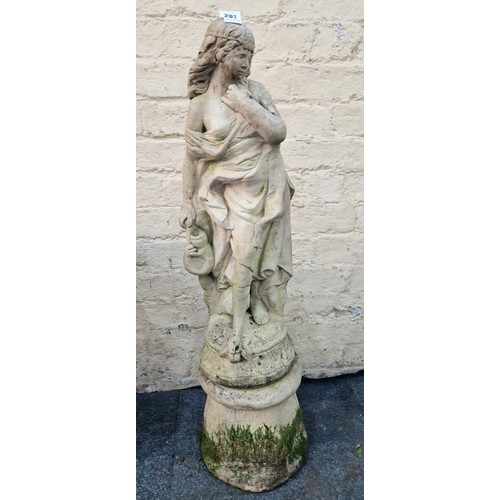 291 - Simulated stone classical garden figure on plinth
