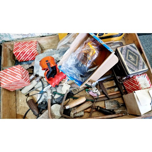 303 - Box of various tools, safety equipment, spares etc