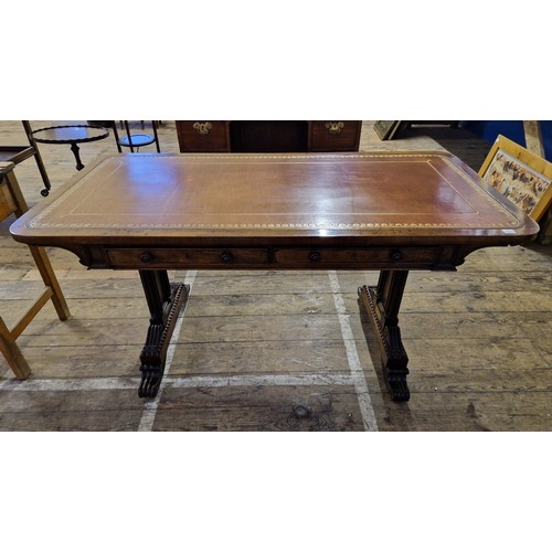 277 - Victorian mahogany rectangular centre table with 2 frieze drawers and 2 corresponding dummy drawers ... 