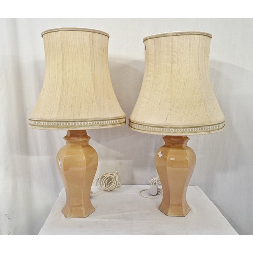 190 - Pair of ceramic table lamps, modern obelisk lamp and another ceramic table lamp