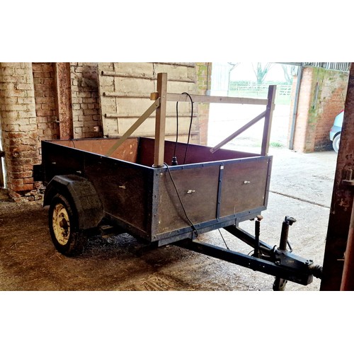 1 - Two-wheeled car trailer metal framed with approx. 6' x 4' with 1