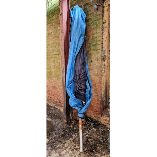 4 - Large blue parasol with wooden pole