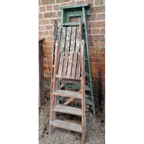 13 - 3 pairs of wooden step ladders