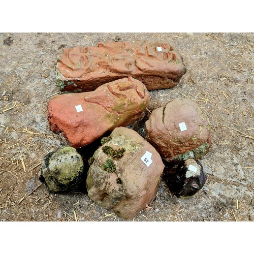 52 - Qty of simulated stone Christmas Island garden busts