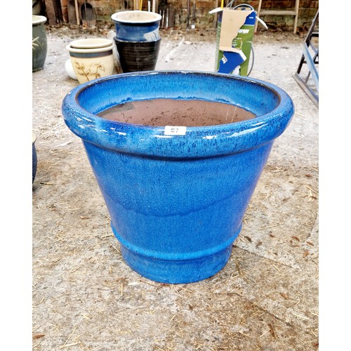 67 - Large blue glazed terracotta planter