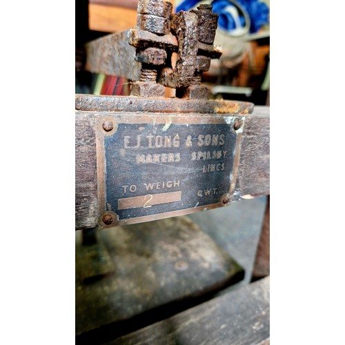 88 - Vintage potato scales with Tongs of Spilsby plaque