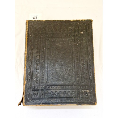 107 - Holy Bible Oxford University Press 1869 with gilt edge pages, some damage to spine