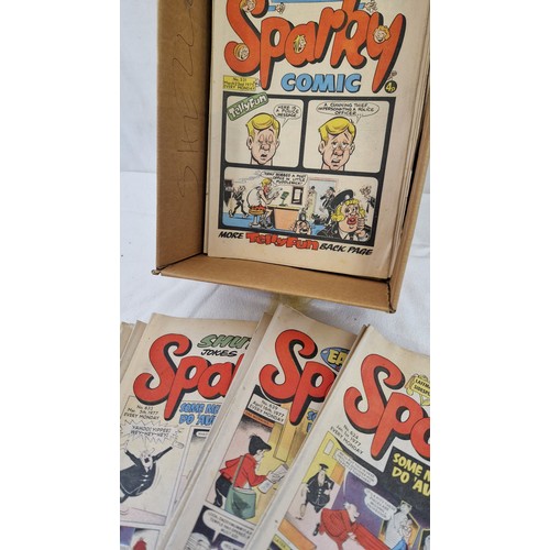 123 - Box of 65 vintage Sparky comics 1973 - 1977