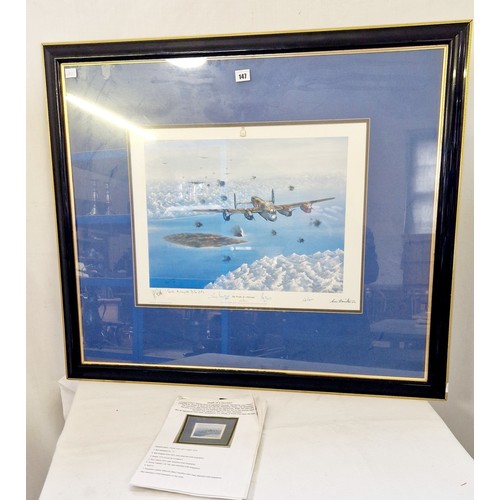 147 - John Pettitt coloured Limited Edition aviation print 'The Death of a Dinosaur' with crew members sig... 