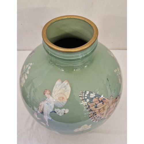 163 - Decoupage large butterfly vase under glass