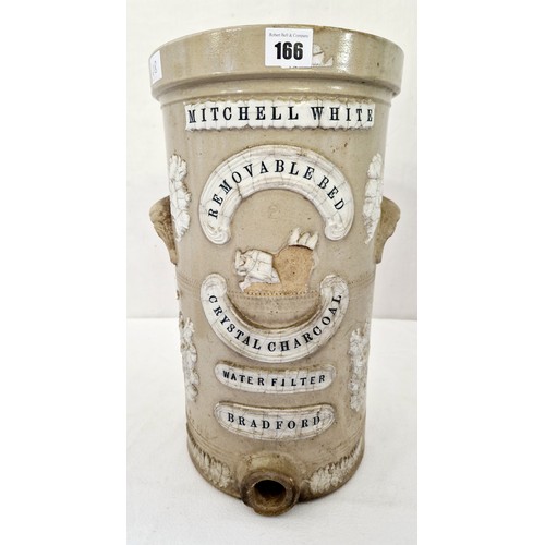 166 - Stoneware Mitchell White Bradford water filter, no lid, interior or tap