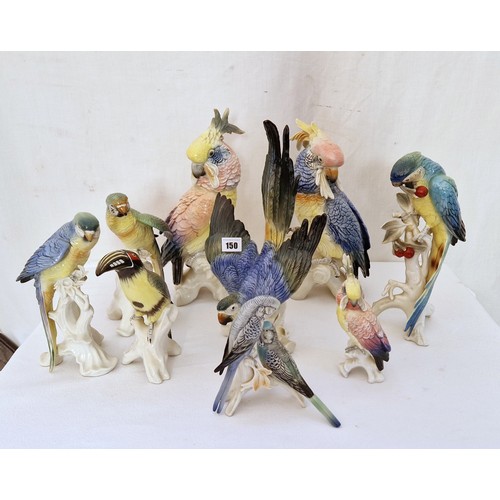 150 - Collection of nine Karl Ens porcelain exotic bird figurines, ranging from 19cm - 38cm tall