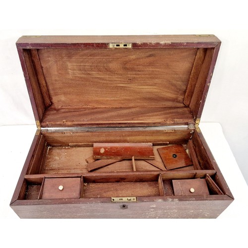 230 - Large mahogany brass bound writing box, missing interior