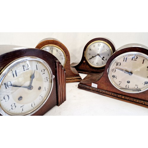 277 - Four various early 20th century and Art Deco oak cased mantel clocks