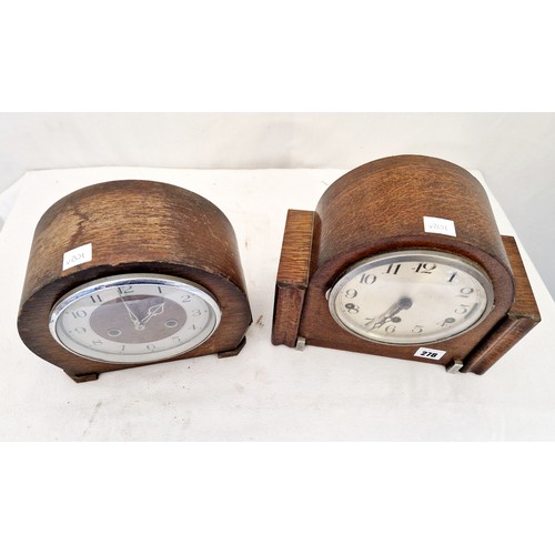 278 - Two Art Deco oak cased mantel clocks including Smiths