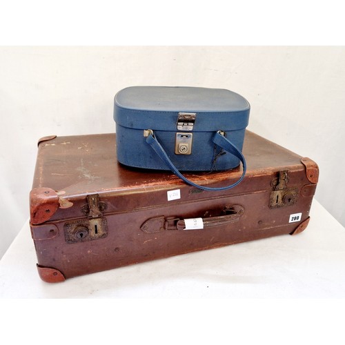 280 - Vintage box suitcase and ladies vanity case