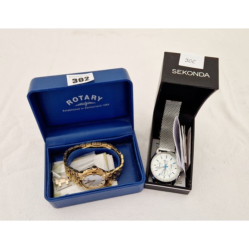 302 - Cased gents Sekonda and Rotary wristwatches