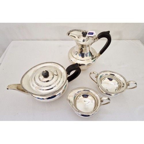 329 - A London 1965 four-piece tea service, comprising teapot, hot water jug, cream and sugar with gadroon... 