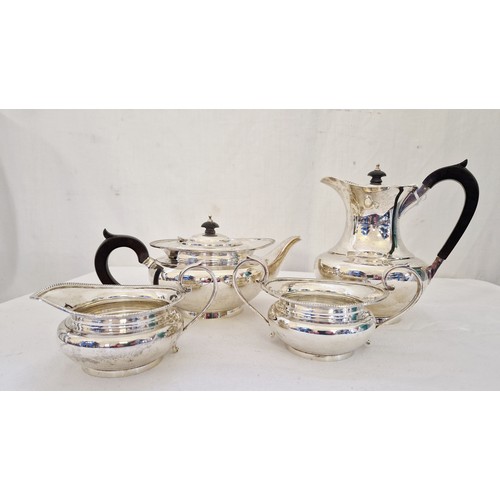 329 - A London 1965 four-piece tea service, comprising teapot, hot water jug, cream and sugar with gadroon... 