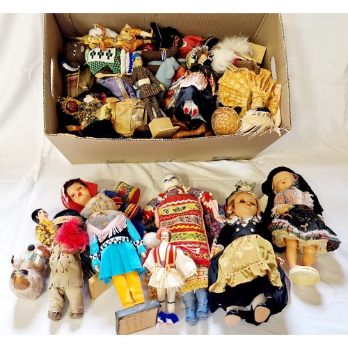 352 - Quantity of collectors dolls from overseas travels and an illuminated display case