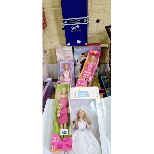 363 - Eight various boxed Barbie dolls