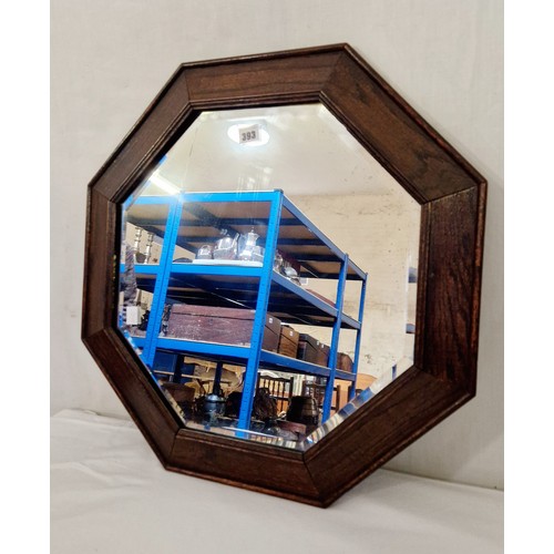 393 - Early 20th century oak framed wall mirror with bevelled plate