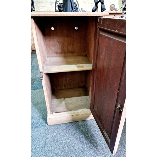 398 - Edwardian elm pot cupboard with inner shelf