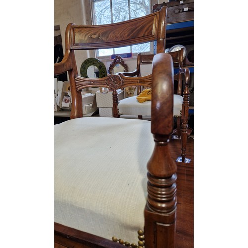 407 - A late Victorian mahogany dining suite, comprising a D-ended extending table on tapering square legs... 