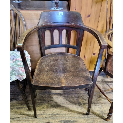 426 - Early 20th century mahogany tub elbow chair with pressed panel seat