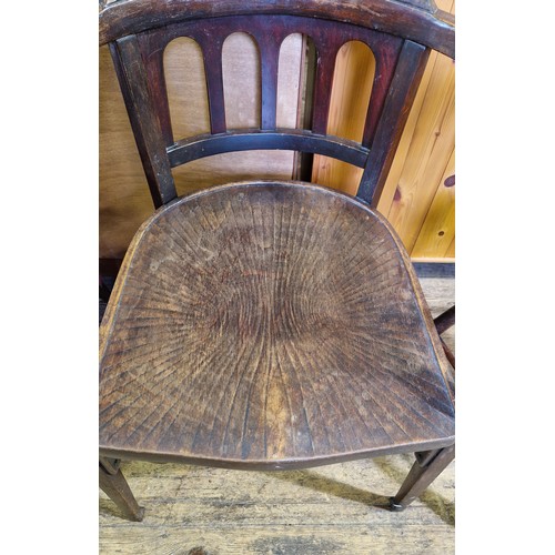 426 - Early 20th century mahogany tub elbow chair with pressed panel seat