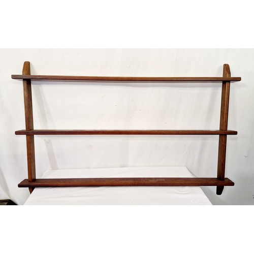 460 - Mahogany three-tier wall mounted plate rack