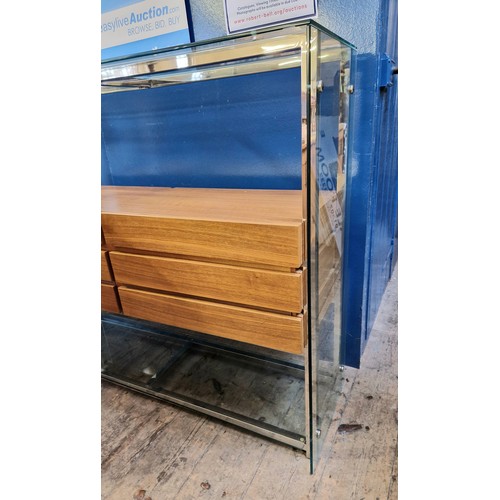 469 - Modern retro effect chrome and glass side stand with six drawers