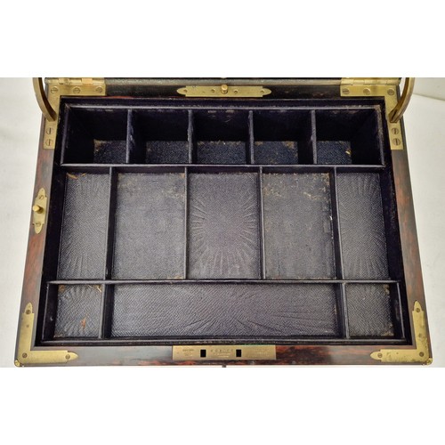 287 - A Victorian brass bound and coramandel vanity case, by I.J. Mechi 112 Regent Street London, fully fi... 