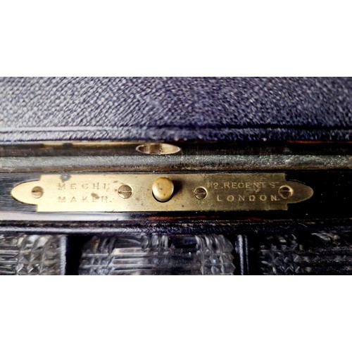 287 - A Victorian brass bound and coramandel vanity case, by I.J. Mechi 112 Regent Street London, fully fi... 