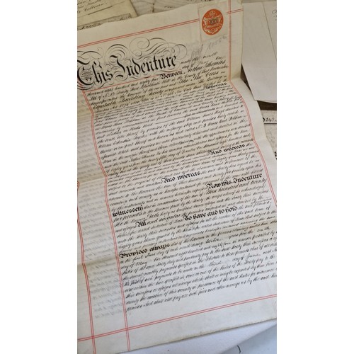 10 - A collection of historic legal documents including indentures and agreements on vellum and paper, da... 