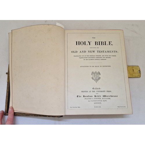 29 - Leather bound Holy Bible Oxford University Press 1891 complete with gilt edging and brass clasp