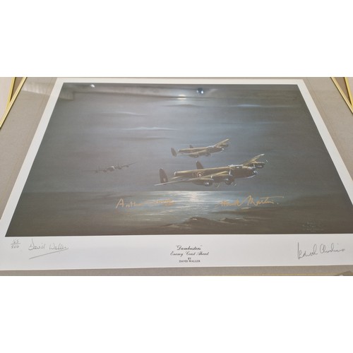 39 - Two Ltd. Ed. Lancaster prints 'Dambusters' by David Waller signed 165/500 and 'Night Mission Ahead' ... 